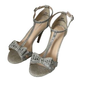 Womens rhinestones sequin bow heels
